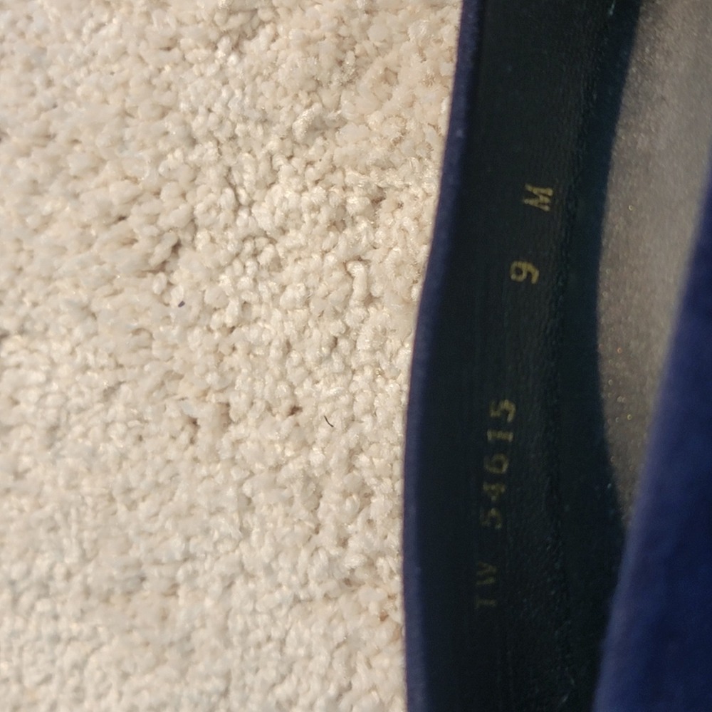 Stuart Weitzman Anna Peep Toe Wedges W sz 9, Navy Blue Suede Cork Platform Pumps - Picture 8 of 8